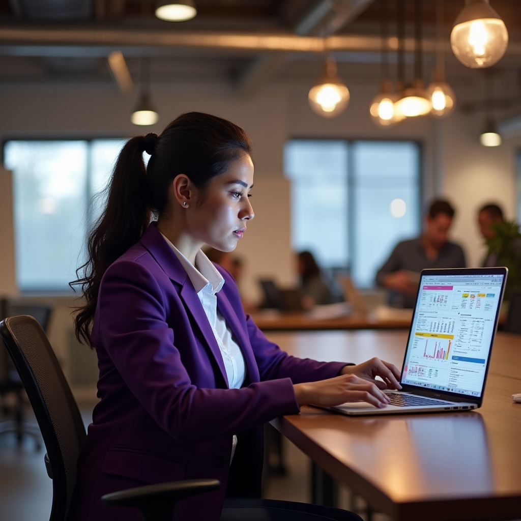 Entrepreneur analyzing cost structure on laptop